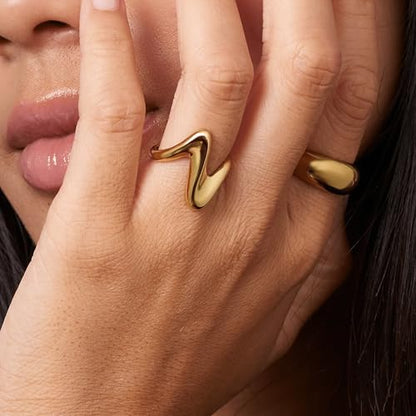 Hey Harper Gold Ring for Women - Gold Plated Stacking Waterproof & Sweatproof Jewerly Ring - Everday Non Tarnish Cute Fashion Circle Rings - style: September Milo Ring