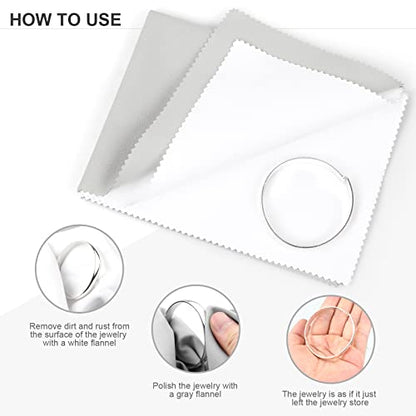 Jewelry Cleaning and Polishing Cloth, 100% Pure Cotton Silver Polishing Cloth for Sterling Silver & Gold & Platinum Jewelry and Large Silverware, Reusable Soft Jewelry Cleaning Cloth (2)