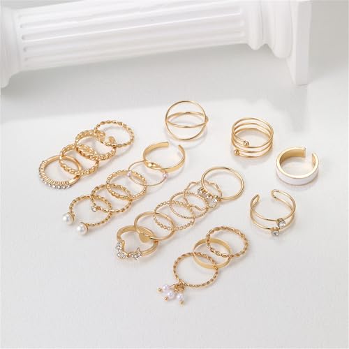 Knuckle Rings Set for Women, Dainty Stackable Midi Rings Simple Stacking Joint Finger Rings Pack Adjustable Cute Butterfly Heart Rings Mixed Size - style: C-22Pcs
