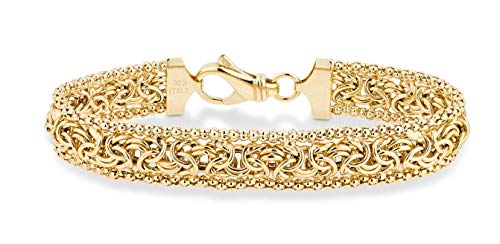 Miabella Italian 925 Sterling Silver, 18K Gold Plated Byzantine Bracelet | Beaded Mesh Link Chain, Fine Jewelry for Women, Made in Italy - color: yellow-gold-plated-silver, size: Length 8 Inches (medium)