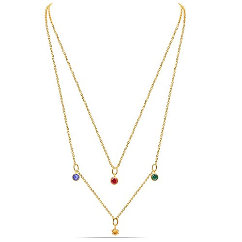 LeCalla Italian Sterling Silver Layered Necklace Handmade Multi Row Layering Necklaces for Women - color: Zirconia Layered