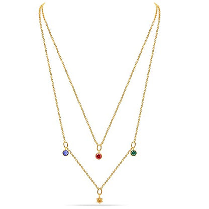 LeCalla Italian Sterling Silver Layered Necklace Handmade Multi Row Layering Necklaces for Women - color: Zirconia Layered