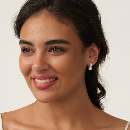 LLWOM Gold Huggie Earrings for Women-14k Gold/Silver/Rose/Black Plated Heart Hoop Earrings Hypoallergenic Lightweight Hoops Gifts - style: Silver Classical
