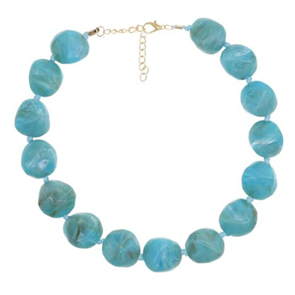 We We Chunky Colorful Beaded Necklace for Women Large Boho Statement Bead Chokers Necklaces Turquoise Blue Big Beads Jewelry Neck Summer Beach - color: big bead turquoise