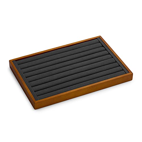 Oirlv Solid Wood Jewelry Tray Ring Earring Display Showcase Jewelry Organizer | Stackable Design,Jewelry Earrings and Rings Organizing and Presentinge Legantly on Dressers&in Dresser,Display for vendors - color: Grey ring tray