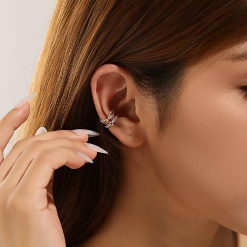 Ear Cuff for Women,Non Piercing Huggie Ear Cuff Earrings | Non Piercing Vintage Adjustable Ear Cuff Earrings Clip On Cartilage Ear Jewelry - style: CZ Set