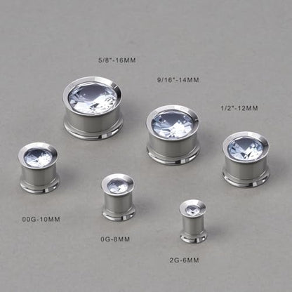 COOEAR Ear Gauges Plugs Stainless Steel/Black/Gold Crystal Ear Plugs Screw Back Tunnel Expander Stretcher Piercing Jewelry. - color: S8768G, size: 16mm