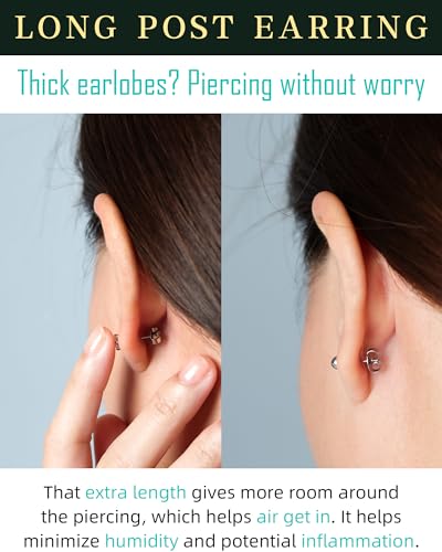 6 Pairs Extra Long Post Earrings Lightweight Small 316L Stainless Steel Stud Earrings for Women Hypoallergenic Cubic Zirconia Ball Ear Piercing Studs for Sensitive Ears - color: Rose Gold
