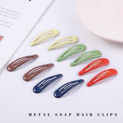 20 PCS Metal Snap Hair Clips Water Drop No Slip Barrettes for Women Bright Small Hair Clips For Thick And Thin Fine Hair,Green Red Brown Yellow Dark Blue,1.97 x 0.5 In. - color: Green Red brown Yellow Dark Blue