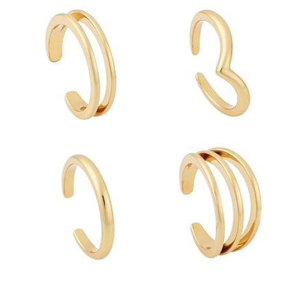 4pcs Gold Toe Ring Set, 4 Styles Open Toe Ring Adjustable Summer Beach Foot Jewelry Elegant Gift for Women Beach Party Summer Camp Gift