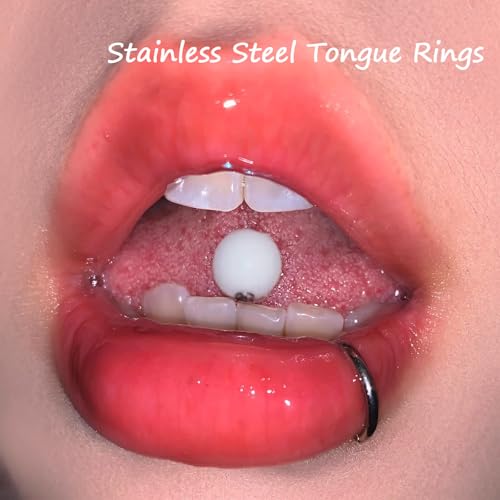 48Pcs 14G Colorful Ball Tongue Rings Surgical Stainless Steel Nipple Rings | Acrylic Plastic Tongue Barbells Piercing Jewelry Bar Length 16mm for Women Men