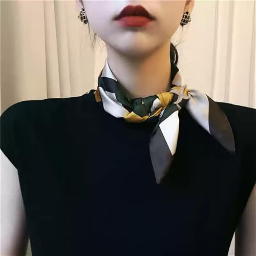 Rhinestone Infinity Silk Scarf Ring Brooch for Women Fashion Crystal X Chain Shawl Scarves Buckle Clip Brooches Dainty Dress Accessories Wedding Birthday Jewelry Gift - color: Gold-Tone