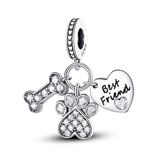 Pandach 925 Sterling Silver Charms for Bracelets and Necklaces Travel Round The World Beads Charms Relaxation Dangle Pendant,Jewelry Beads Gifts for Women - style: Bones cute claw love Charm