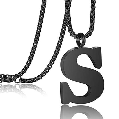 Initial 26 Letter A to Z Pendant Necklace for Teen Women Men 24" Chain | Large Alphabet Letter Personalized Charm Pendant,Engraving Red 'I CAN DO ...' on Back - style: S