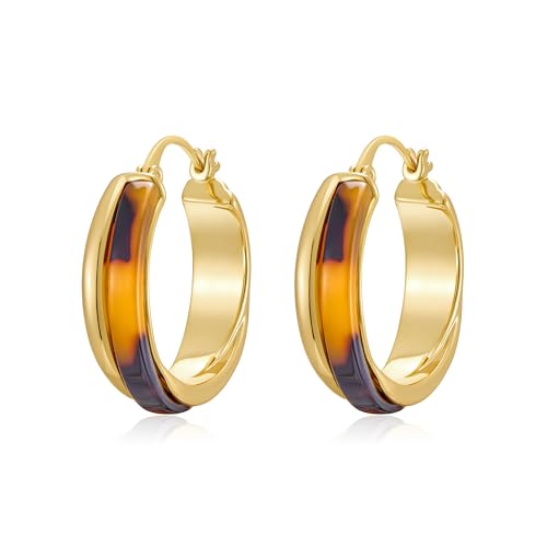 14K Gold Plated Chunky Hoop Earrings for Women Vintage Leopard Print Hoops Large Round Hoop Earrings Jewelry - style: Hoop F
