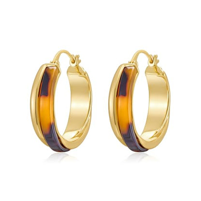 14K Gold Plated Chunky Hoop Earrings for Women Vintage Leopard Print Hoops Large Round Hoop Earrings Jewelry - style: Hoop F