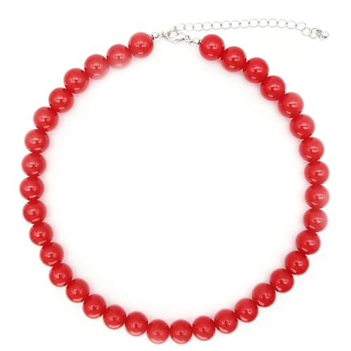 Red Beaded Necklace for Women Chunky Beaded Necklace Adjustable Acrylic Bead Choker Necklaces Big Statement Necklaces Jewelry Accessories - color: 12MM Chunky Red Necklace
