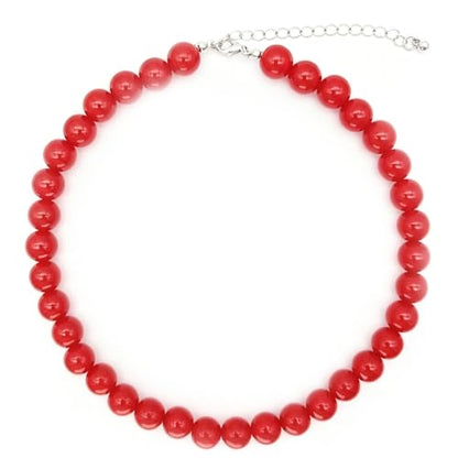 Red Beaded Necklace for Women Chunky Beaded Necklace Adjustable Acrylic Bead Choker Necklaces Big Statement Necklaces Jewelry Accessories - color: 12MM Chunky Red Necklace