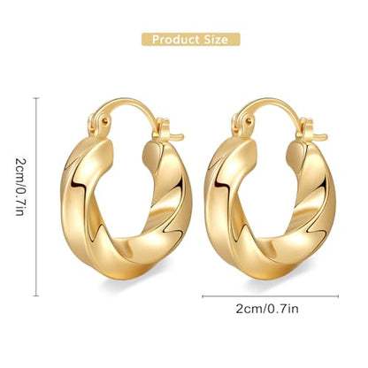 Women Hoop Earrings Lightweight 18K Gold Plated Chunky Hoops Earring Daily Jewelry - style: Hoops 3