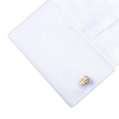 HONEY BEAR Round Silk Knot Elastic Fabric Cufflinks for Men Women 1 Pair | Wedding Business, Tarnish-Resistant, for Groomsmen, Father, Husband, Wife, Anniversary, and Formal Events - style: Beige