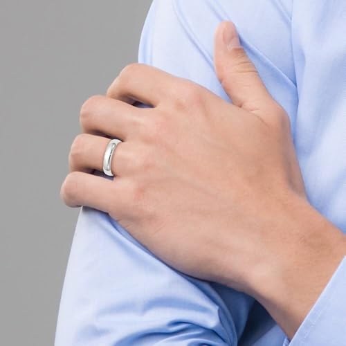 Men's Wedding Band 14K or 10K Solid Gold Ring, 5mm Plain Classic | Stamped 10K, not plated; high-polish, low-dome classic profile; hypoallergenic; made in USA; true-to-size; gift-ready - color: 14K White Gold