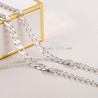 Dankadi 925 Sterling Silver Anklets Bracelet Women/Men Waterproof Simple Durable Chopin Chain/Cuban Link/Figaro/Box/Twist Rope Chain For Beach Foot Jewelry Gift - color: 4MM Blade Chain, size: 27cm