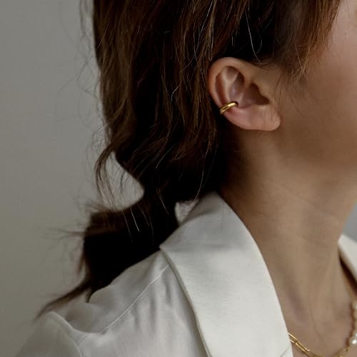 18K Gold Plated Everyday Ear Cuff, Gold Hoops, Women Jewelry, Minimalism - size: Large