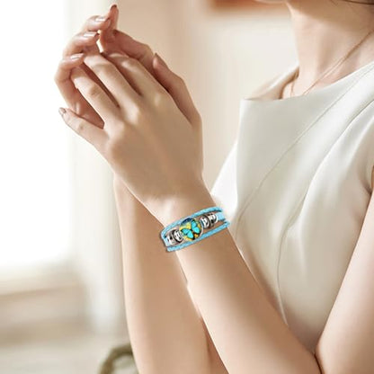 Boho Sunflower Gifts Sunflower Leather Bohemian Bracelet Birthday Gifts for Women Teens Granddaughter Wife Daughter Mom Friendship Bracelets for Her - color: C-Butterfly