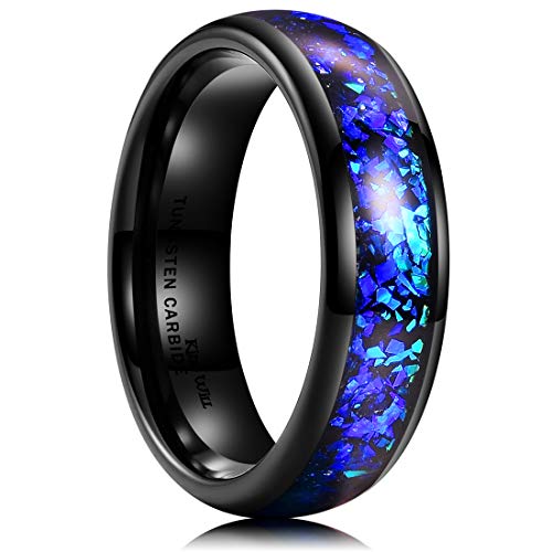 King Will 4mm 6mm 8mm Tungsten Carbide Wedding Band for Men Size 5-15 - color: A-6mm blue-purple