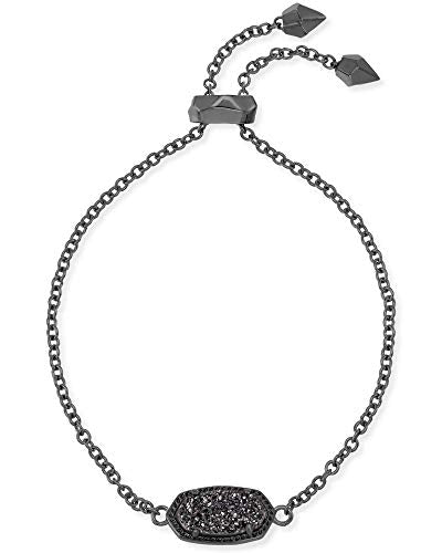 Kendra Scott Elaina Adjustable Chain Bracelet for Women, Fashion Jewelry, Gold-Plated - color: GUNMETAL - BLACK DRUSY