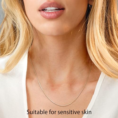 14K Gold Plated Paper Clip Chain Link Necklace Satellite Chain Necklace for Women - color: Thin gold chain