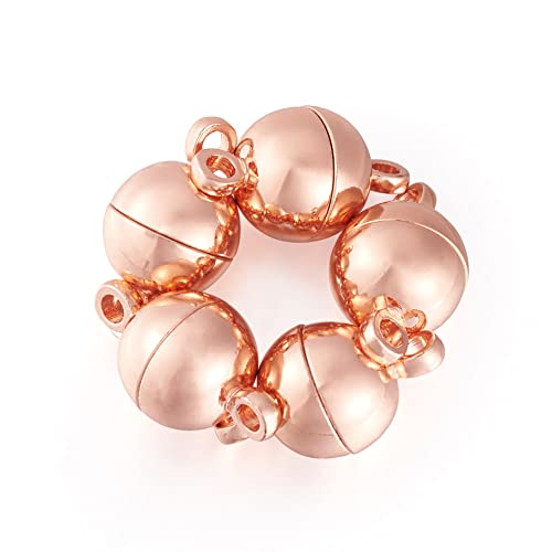 Craftdady 20 Sets Rose Gold Round Magnetic Clasps 14.5x8mm Magnet Converters Locking Clasps for Jewelry Bracelet Necklace Making Hole:1.6mm - color: Rose Gold