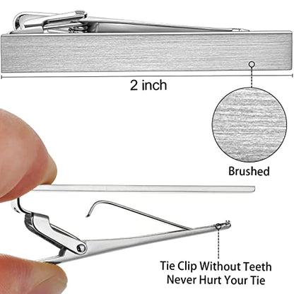 HAWSON 2 Inch Tie Bar Clips for Men Set of 3 Pcs Silver Necktie Accessories Perfect Wedding Business Gift