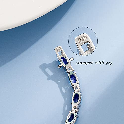 FANCIME Glamour Radiance Sterling Silver Birthstone Tennis Bracelets 7" | Charm Fine Jewelry Birthday Gifts for Women - color: Sapphire