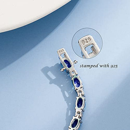 FANCIME Glamour Radiance Sterling Silver Birthstone Tennis Bracelets 7" | Charm Fine Jewelry Birthday Gifts for Women - color: Sapphire