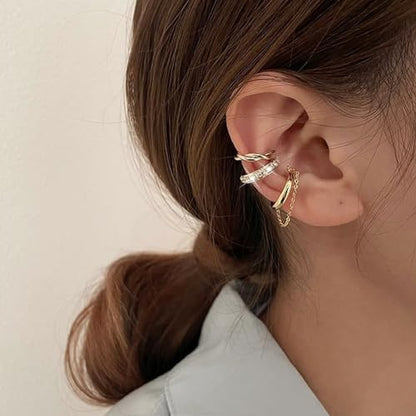 Ear Cuff Earrings for Women Chunky Ear Cuffs Non Piercing | Clip on cartilage earrings helix fake earrings jewelry trendy stuff christmas gift stocking stuffers - color: Z1