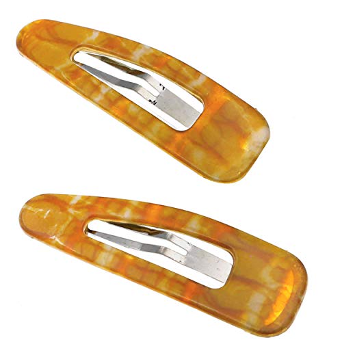 Camila Paris CP3092 French Hair Barrettes Clips, Snap Hair Slides Clic Clac for Women, Styling Girls Side Slide-in Metal Snap Pin Hair Accessories for Women. Strong Hold, No Slip Grip, Made in France - color: Yellow 2"