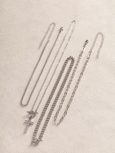 Sacina Goth Layered Cross Choker Necklace, Gothic Punk Grunge Emo Necklace, Christmas Jewelry Gift for Women - color: Silver