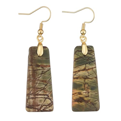 Boho Multiple Style Natural Stone Earrings for Women Unique Healing Gemstone Energy Hypoallergenic Lightweight Dangle Drop Earrings Multiple Styles Earrings Jewelry for Birthday Party Gift - style: Picasso Jasper Trapezoid