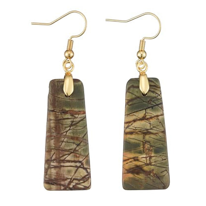 Boho Multiple Style Natural Stone Earrings for Women Unique Healing Gemstone Energy Hypoallergenic Lightweight Dangle Drop Earrings Multiple Styles Earrings Jewelry for Birthday Party Gift - style: Picasso Jasper Trapezoid