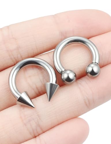 F136 Titanium 20/18/16/14/12/8/4/2g Septum Nose Rings Gauge Earrings Lip Rings Prince Albert Jewelry Internally Threaded Horseshoe Hoop Piercings - size: 8g*12mm