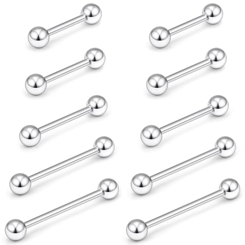 14G 16G Mix Size Tongue Rings Piercing Jewelry Stainless Surgical Steel Straight Barbell Nipple Tongue Ring Piercing Jewelry For Women Men 12MM 14MM 16MM 19MM 22MM Silver Black Gold - color: Silver, size: 16 Gauge-12MM/14MM/16MM/19MM/22MM