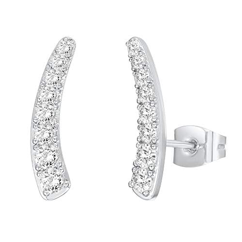 PAVOI 14K Gold Plated Cubic Zirconia Ear Crawler Stud Earrings for Women - Faux Diamond Arrow Climber Fashion Earrings - Trendy Earscape Statement Jewelry - style: Classic