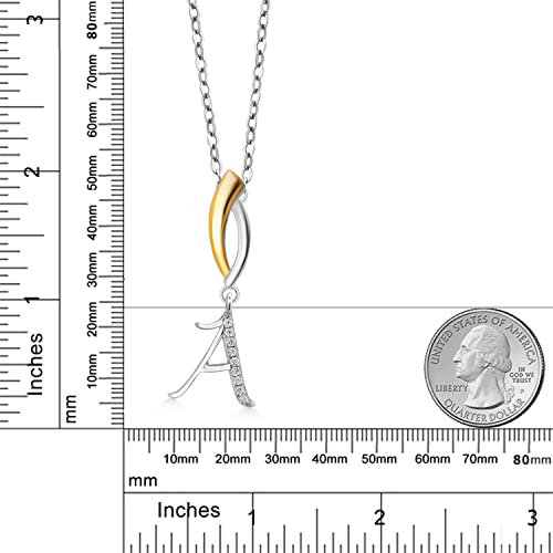 Gem Stone King Initial Pendant Necklace Letter A to Z Alphabet | 925 Sterling Silver | White Moissanite | Gift Women Mother's Day Christmas Wife Mom Girlfriend Anniversary Birthday | By Keren Hanan - style: Initial A