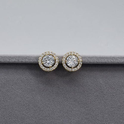 Bridesmaid Bride Wedding Jewelry Set - Round Cubic Zirconia | Earrings Necklace Bracelet Set, Hypoallergenic Prom Party Jewelry Gift for Her - color: Gold
