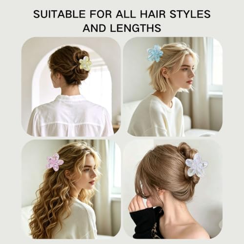 5 Pack Flower Hair Claw Clips for Women Hawaiian Plumeria Claw Clip (Laser) | Strong Hold Nonslip Large Hair Clip for Beach Holiday Thick Thin Hair Accessories - color: Laser