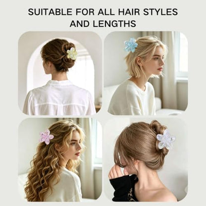 5 Pack Flower Hair Claw Clips for Women Hawaiian Plumeria Claw Clip (Laser) | Strong Hold Nonslip Large Hair Clip for Beach Holiday Thick Thin Hair Accessories - color: Laser