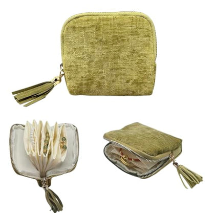 Mini Travel Jewelry Case Portable Organizer Small Jewelry Bag (olive green) - color: olive green
