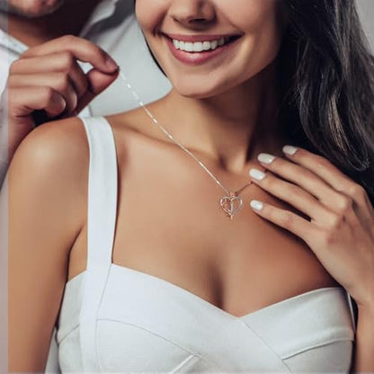 Iefil Rose Heart Initial Necklace, Anniversary Birthday Gifts for Women | Gift Box Packaging, 925 Sterling Silver, Jewelry Gift for Her Wife Mom Girlfriend, Initial A-Z, 19+2inches - color: IEFIL Jewelry Box, style: C