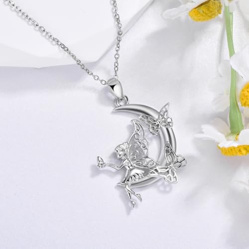 Fairy Gift Necklace/Earrings for Women 925 Sterling Silver Angel Elf Jewelry Gifts for Daughter - color: Necklace-C